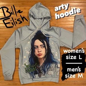 Unisex hoodie featuring stunning screen-printed artwork of Billie Eilish